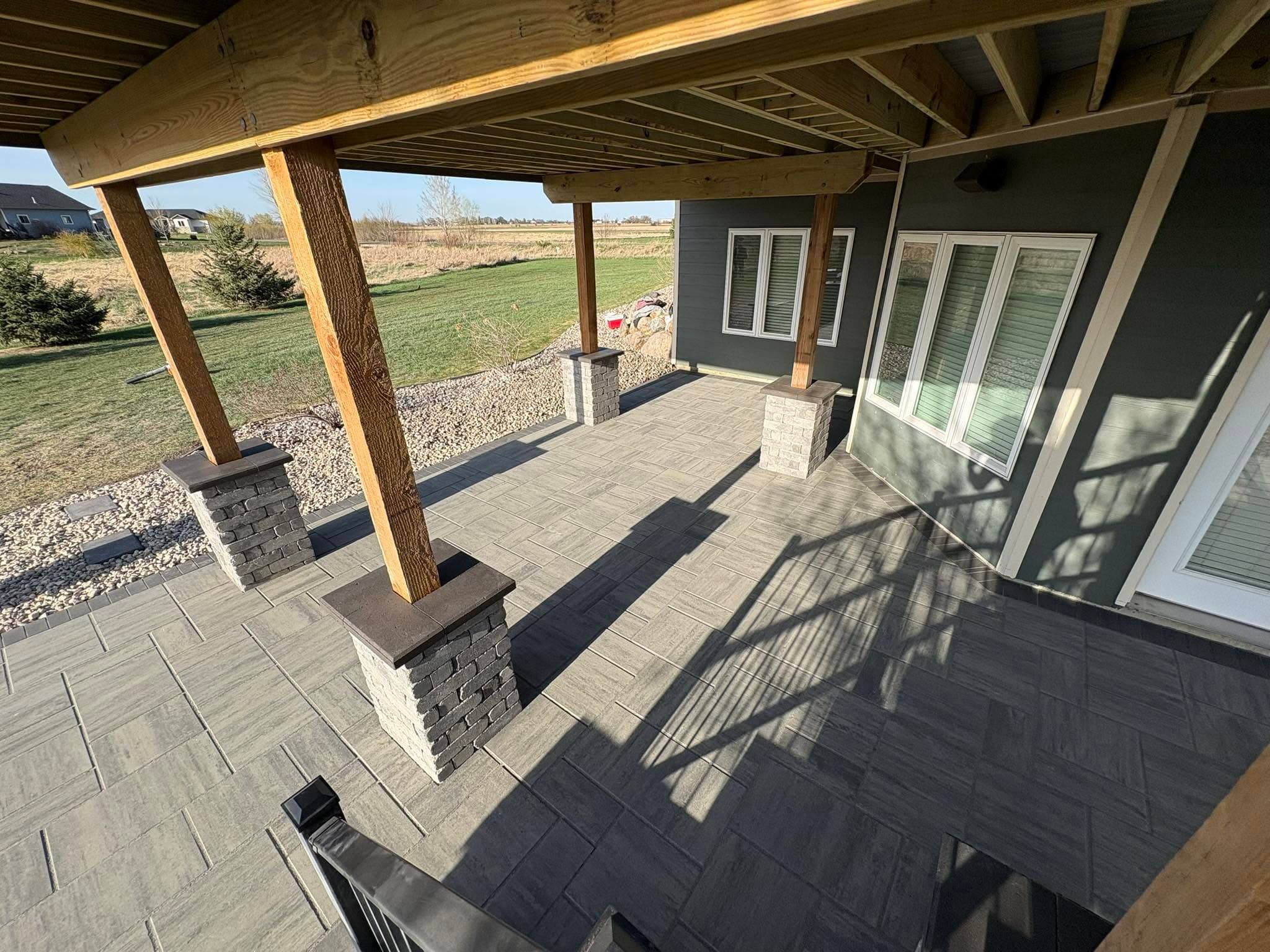 Covered paver patio built under a deck