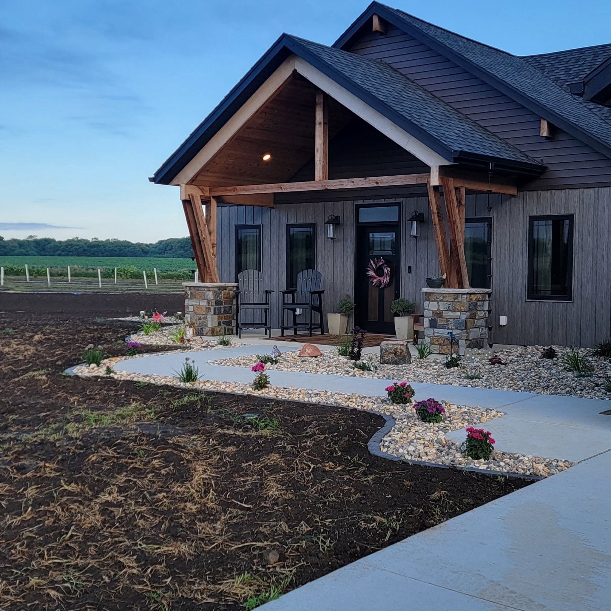 Front landscaping at a new build